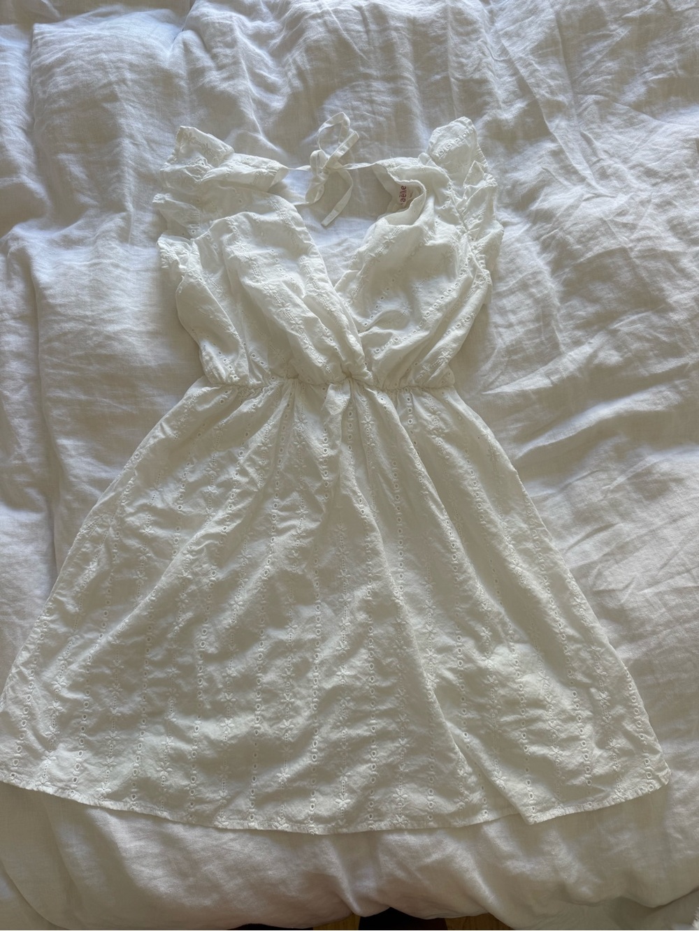 French White Eyelet Summer Dress Medium
